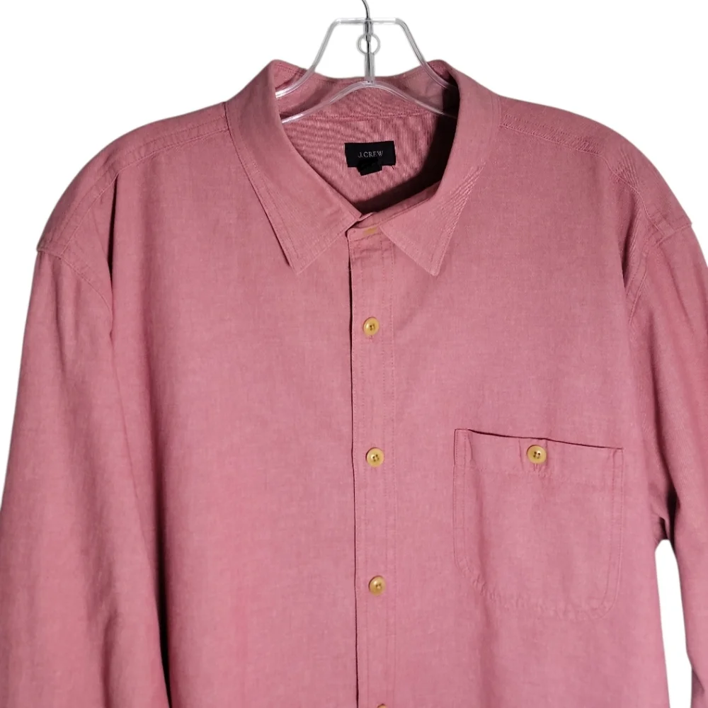 J. Crew men's pink button down cotton chambray shirt size XL